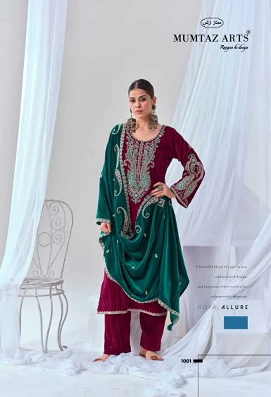 Mumtaz Arts Riwayat Crush Velvet Embroidered Designer Salwar Kameez Catalog