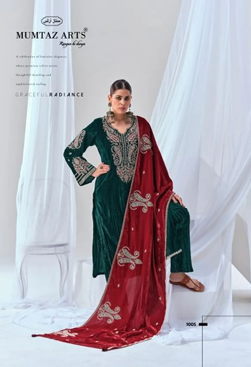 Mumtaz Arts Riwayat Crush Velvet Embroidered Designer Salwar Kameez Catalog — Wholesale Salwar Suits, Mumtaz Arts wholesale from Surat — Photo 6