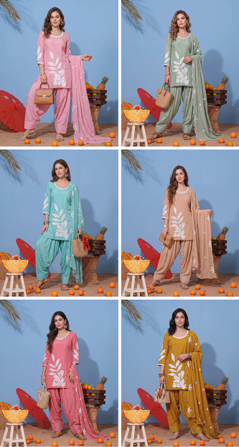 Naisha K 1368 Readymade Mul Chanderi Fancy Work Farshi Salwar Suit Collection — Wholesale Salwar Suits, Vardan Ethnic wholesale from Surat — view 7