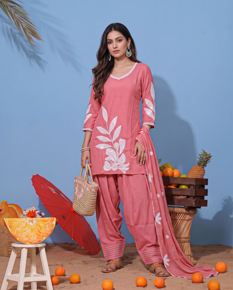Naisha K 1368 Readymade Mul Chanderi Fancy Work Farshi Salwar Suit Collection — Wholesale Salwar Suits, Vardan Ethnic wholesale from Surat — view 5