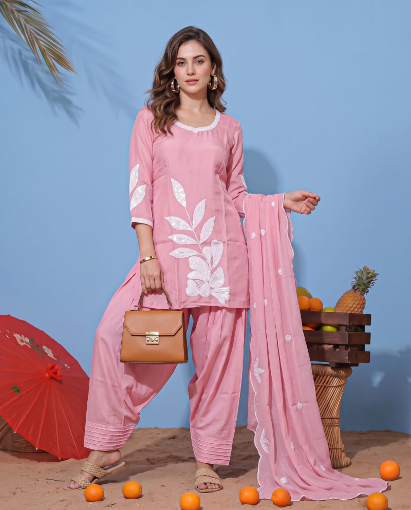 Naisha K 1368 Readymade Mul Chanderi Fancy Work Farshi Salwar Suit Collection — Wholesale Salwar Suits, Vardan Ethnic wholesale from Surat — view 3