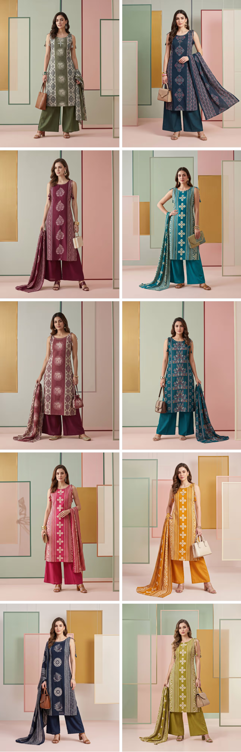 Naisha K 1370 Vatican Discharge Print Manual Work Kurti With Bottom Dupatta — Wholesale Kurti With Bottom Dupatta, Vardan Ethnic wholesale from Surat — view 24