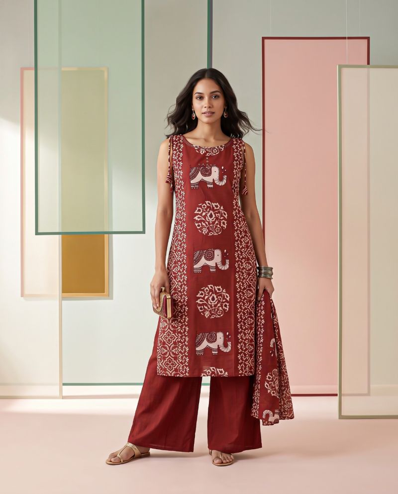 Naisha K 1370 Vatican Discharge Print Manual Work Kurti With Bottom Dupatta — Wholesale Kurti With Bottom Dupatta, Vardan Ethnic wholesale from Surat — view 13