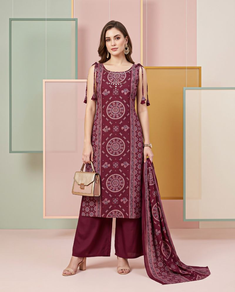 Naisha K 1370 Vatican Discharge Print Manual Work Kurti With Bottom Dupatta — Wholesale Kurti With Bottom Dupatta, Vardan Ethnic wholesale from Surat — view 12
