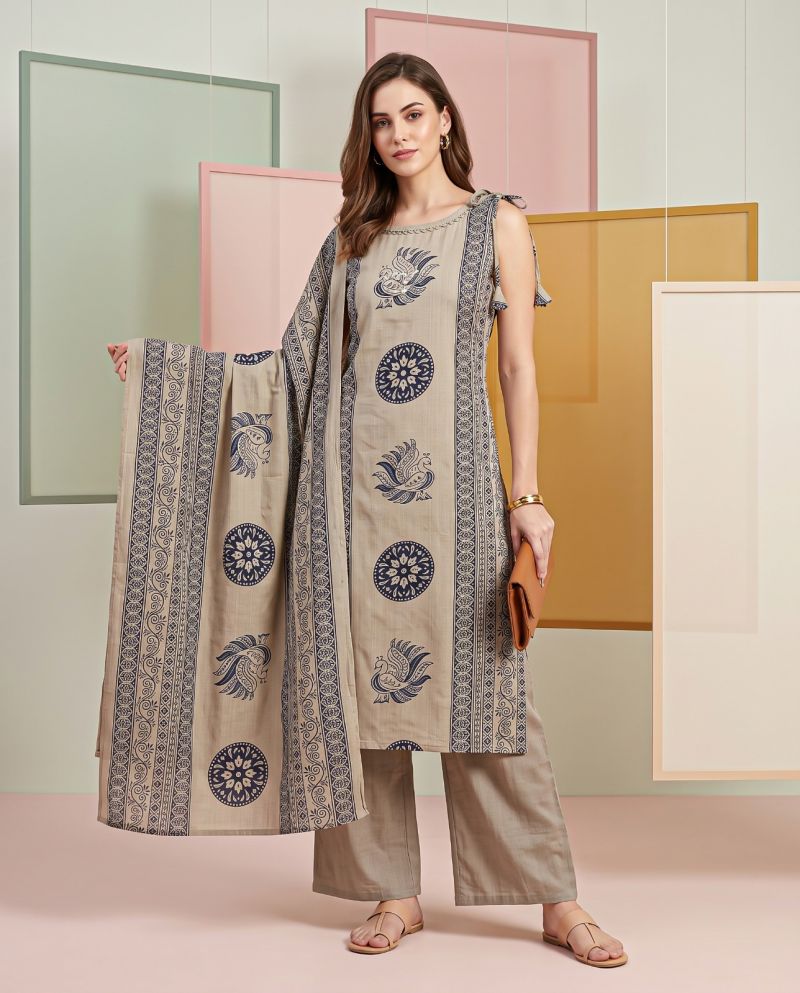 Naisha K 1370 Vatican Discharge Print Manual Work Kurti With Bottom Dupatta — Wholesale Kurti With Bottom Dupatta, Vardan Ethnic wholesale from Surat — view 11
