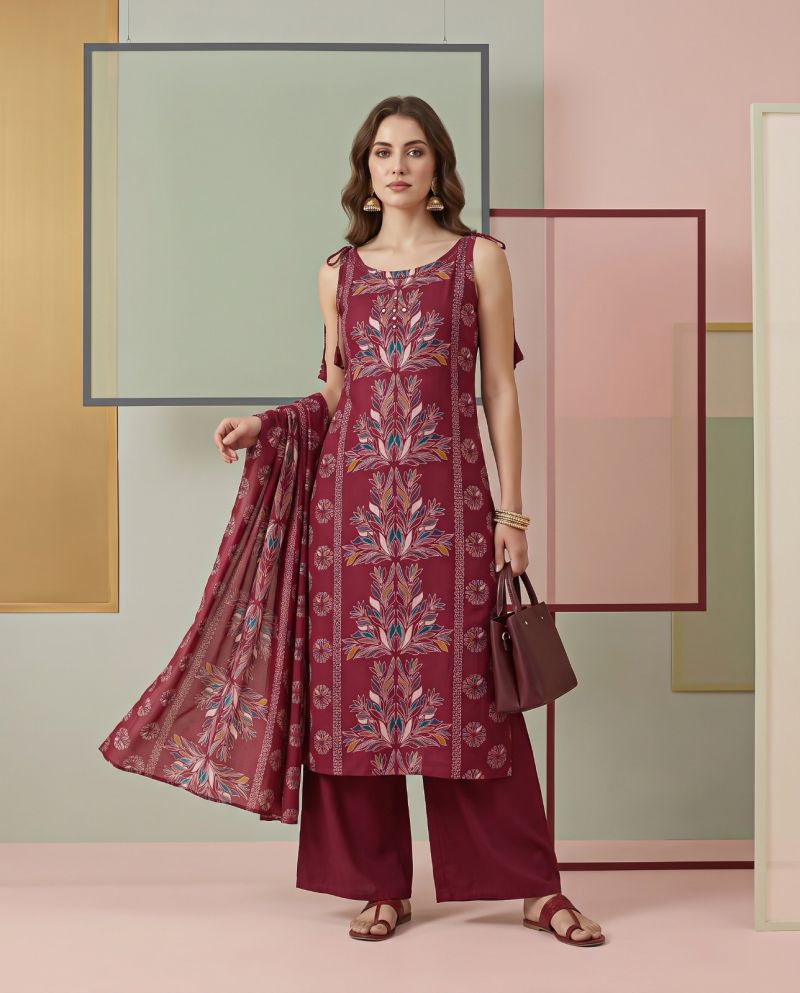 Naisha K 1370 Vatican Discharge Print Manual Work Kurti With Bottom Dupatta — Wholesale Kurti With Bottom Dupatta, Vardan Ethnic wholesale from Surat — view 9