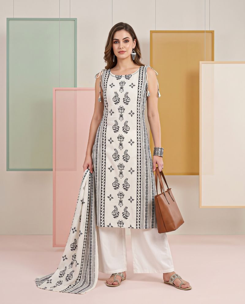 Naisha K 1370 Vatican Discharge Print Manual Work Kurti With Bottom Dupatta — Wholesale Kurti With Bottom Dupatta, Vardan Ethnic wholesale from Surat — view 8