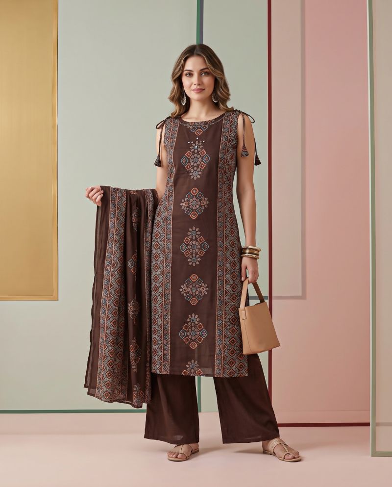 Naisha K 1370 Vatican Discharge Print Manual Work Kurti With Bottom Dupatta — Wholesale Kurti With Bottom Dupatta, Vardan Ethnic wholesale from Surat — view 5