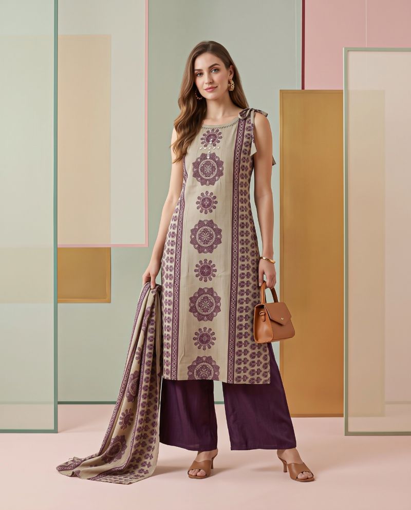 Naisha K 1370 Vatican Discharge Print Manual Work Kurti With Bottom Dupatta — Wholesale Kurti With Bottom Dupatta, Vardan Ethnic wholesale from Surat — view 4