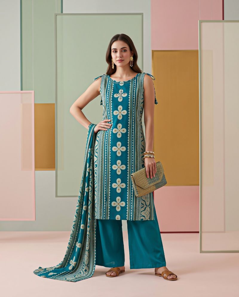 Naisha K 1370 Vatican Discharge Print Manual Work Kurti With Bottom Dupatta — Wholesale Kurti With Bottom Dupatta, Vardan Ethnic wholesale from Surat — view 21