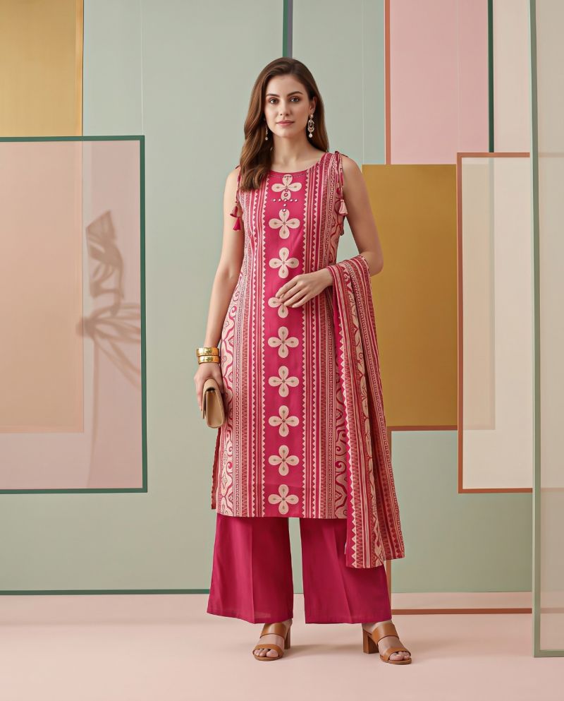 Naisha K 1370 Vatican Discharge Print Manual Work Kurti With Bottom Dupatta — Wholesale Kurti With Bottom Dupatta, Vardan Ethnic wholesale from Surat — view 18