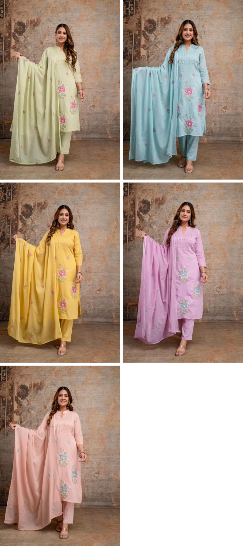Naisha K 1376 Mul Mul Pintuck Embroidered Kurti With Bottom Dupatta Catalog — Wholesale Kurtis, Vardan Ethnic wholesale from Surat — Photo 6
