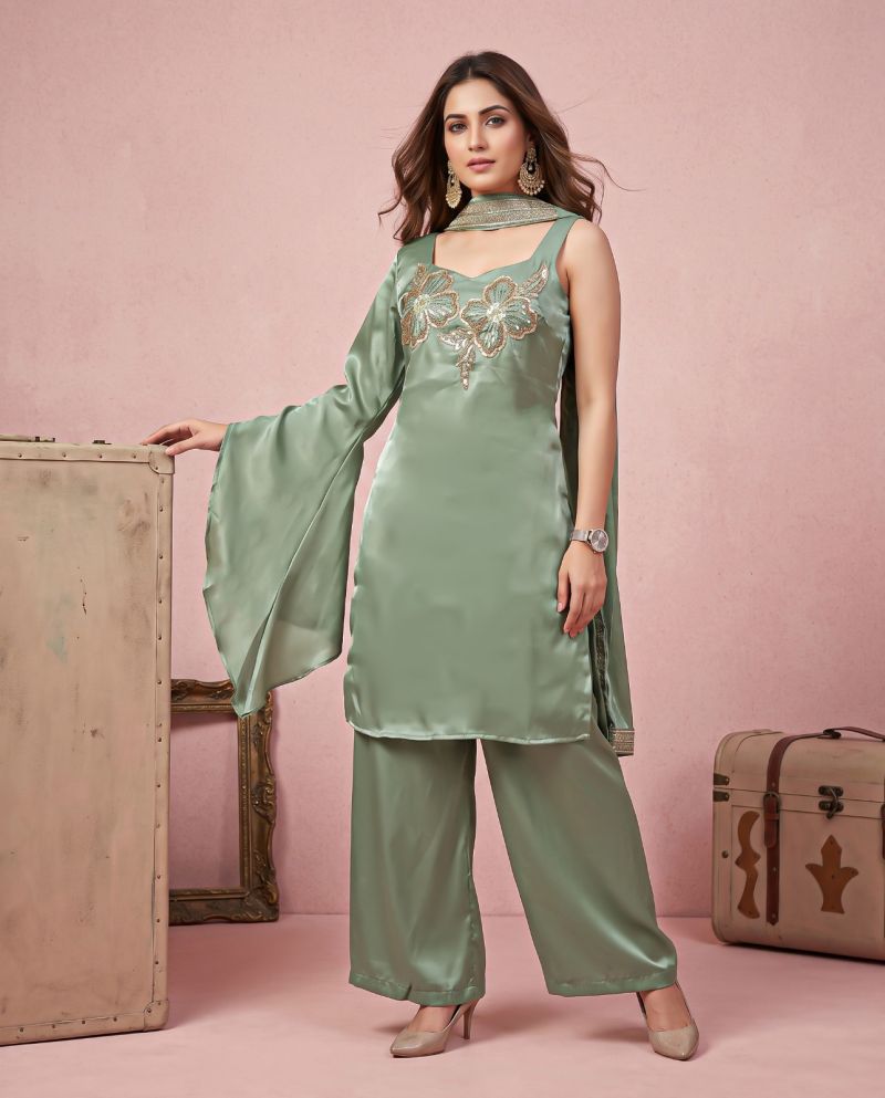 Naisha K 1378 Roman Glass Hand Work Designer Kurti With Bottom Dupatta Catalog