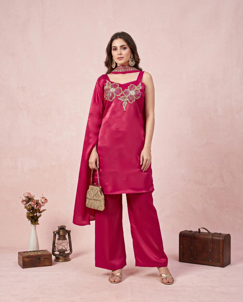 Naisha K 1378 Roman Glass Hand Work Designer Kurti With Bottom Dupatta Catalog — Wholesale Anarkali Kurti, Vardan Ethnic wholesale from Surat — Photo 4