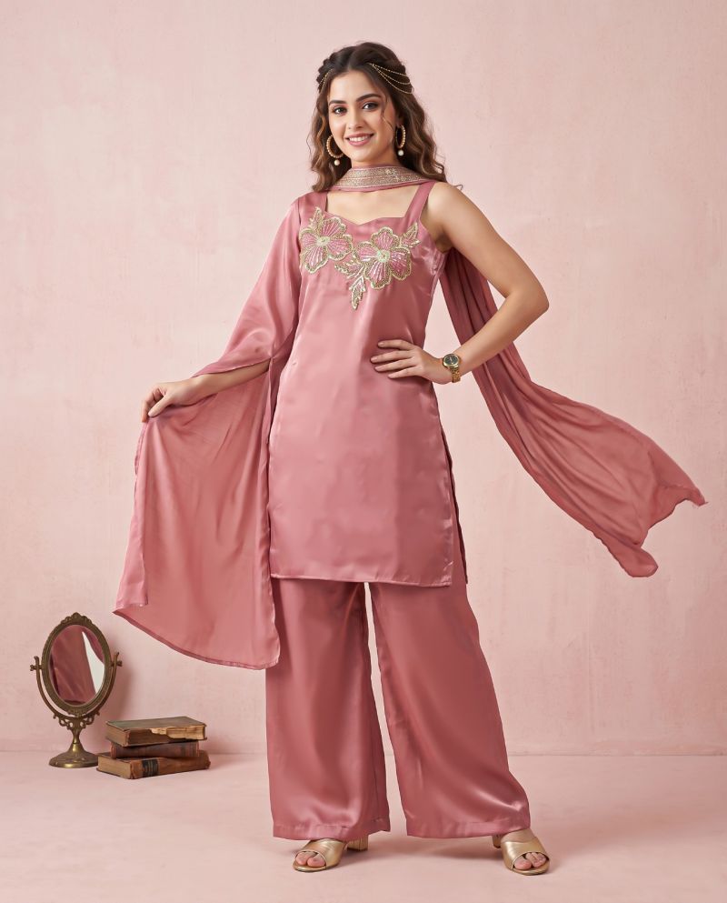 Naisha K 1378 Roman Glass Hand Work Designer Kurti With Bottom Dupatta Catalog — Wholesale Anarkali Kurti, Vardan Ethnic wholesale from Surat — Photo 3