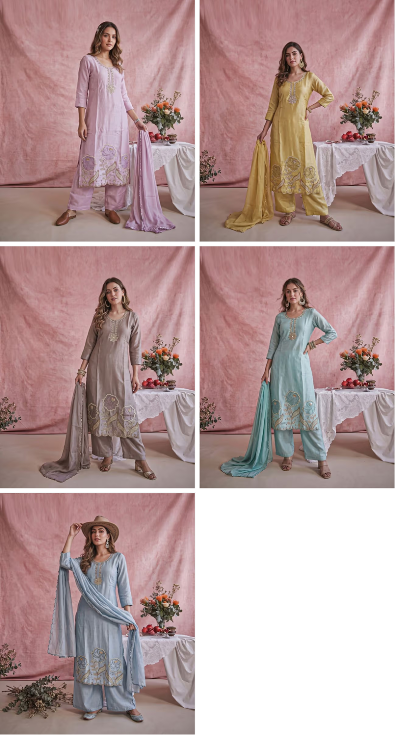 Naisha K 1383 Glass Crush Beads Work Designer Kurti With Bottom Dupatta Catalog — Wholesale Kurtis, Vardan Ethnic wholesale from Surat — view 6