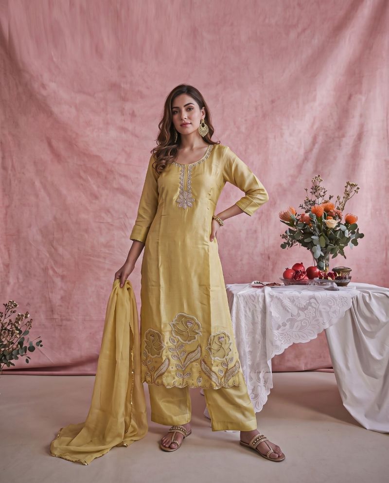 Naisha K 1383 Glass Crush Beads Work Designer Kurti With Bottom Dupatta Catalog