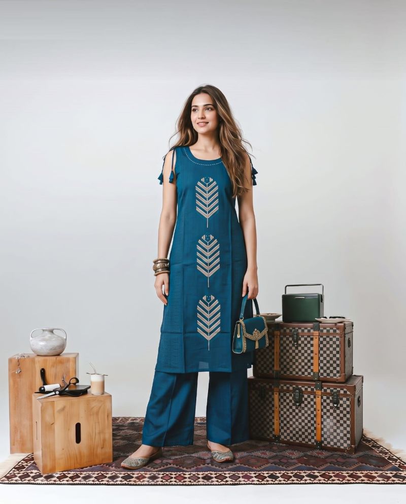 Naisha K 1394 Wholesale Vatican Hand Work Fancy Kurti With Bottom Catalog — Wholesale Kurtis, Vardan Ethnic wholesale from Surat — view 6
