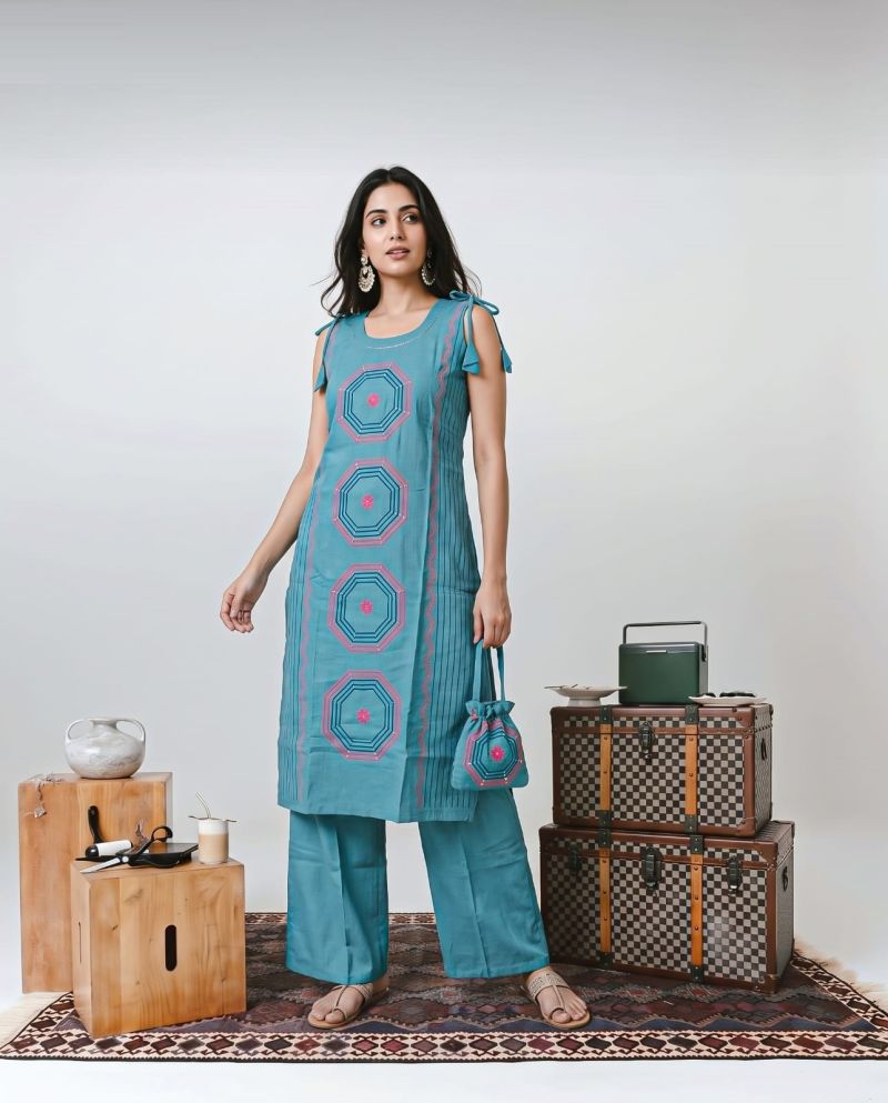 Naisha K 1394 Wholesale Vatican Hand Work Fancy Kurti With Bottom Catalog — Wholesale Kurtis, Vardan Ethnic wholesale from Surat — view 11