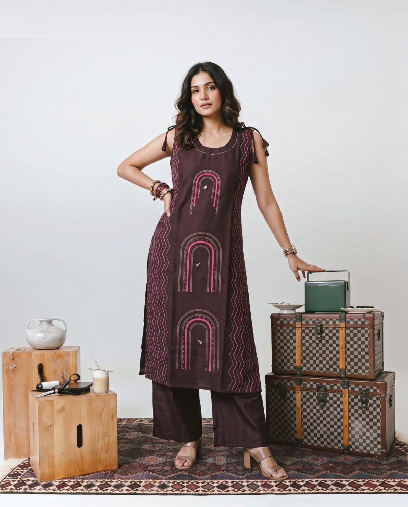 Naisha K 1394 Wholesale Vatican Hand Work Fancy Kurti With Bottom Catalog — Wholesale Kurtis, Vardan Ethnic wholesale from Surat — view 7