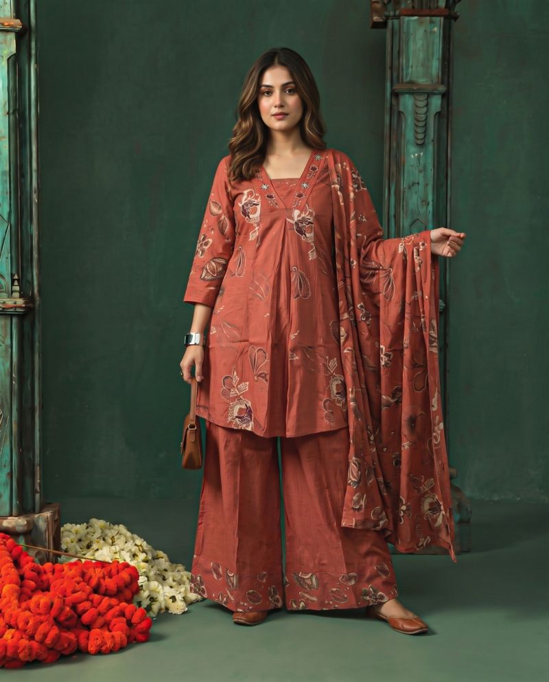 Naisha K 1397 Berlin Discharge Print hand Work Fancy Kurti With Bottom Dupatta Catalog