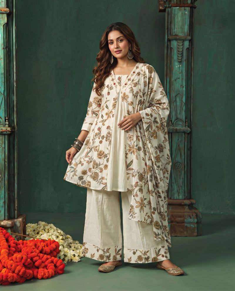 Naisha K 1397 Berlin Discharge Print hand Work Fancy Kurti With Bottom Dupatta Catalog — Wholesale Kurtis, Vardan Ethnic wholesale from Surat — Photo 5