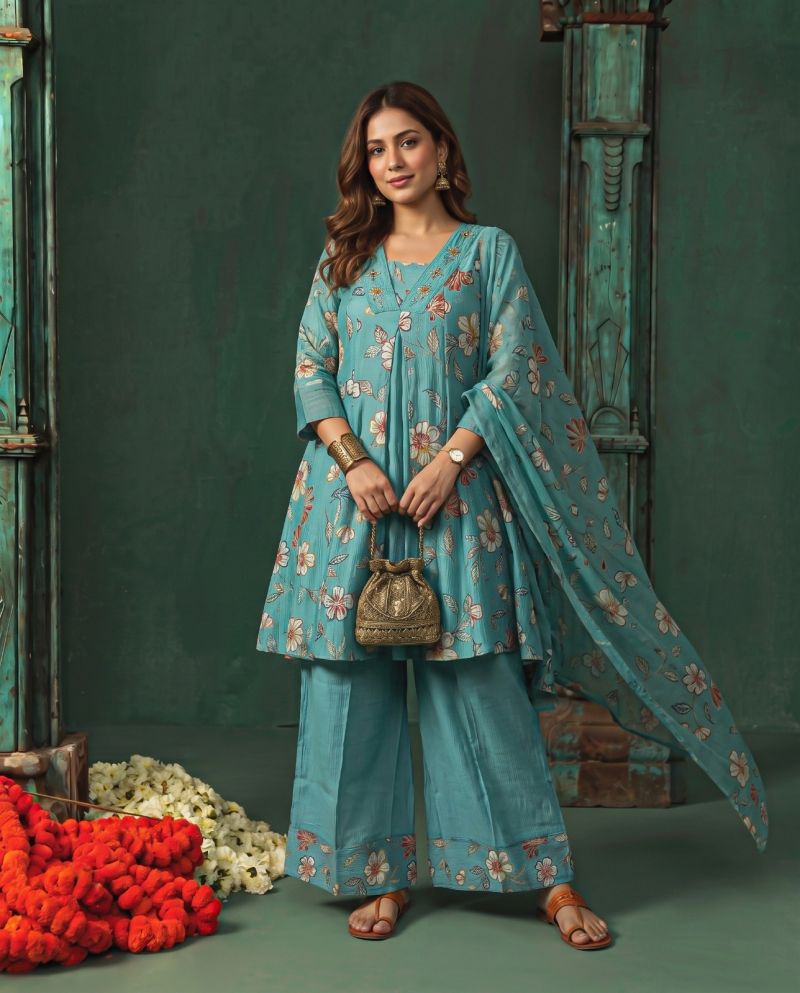 Naisha K 1397 Berlin Discharge Print hand Work Fancy Kurti With Bottom Dupatta Catalog — Wholesale Kurtis, Vardan Ethnic wholesale from Surat — Photo 14