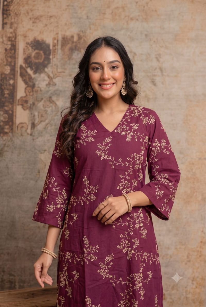 Naisha K 1400 Wholesale Mul Cotton Embroidered Kurti With Bottom Dupatta Catalog