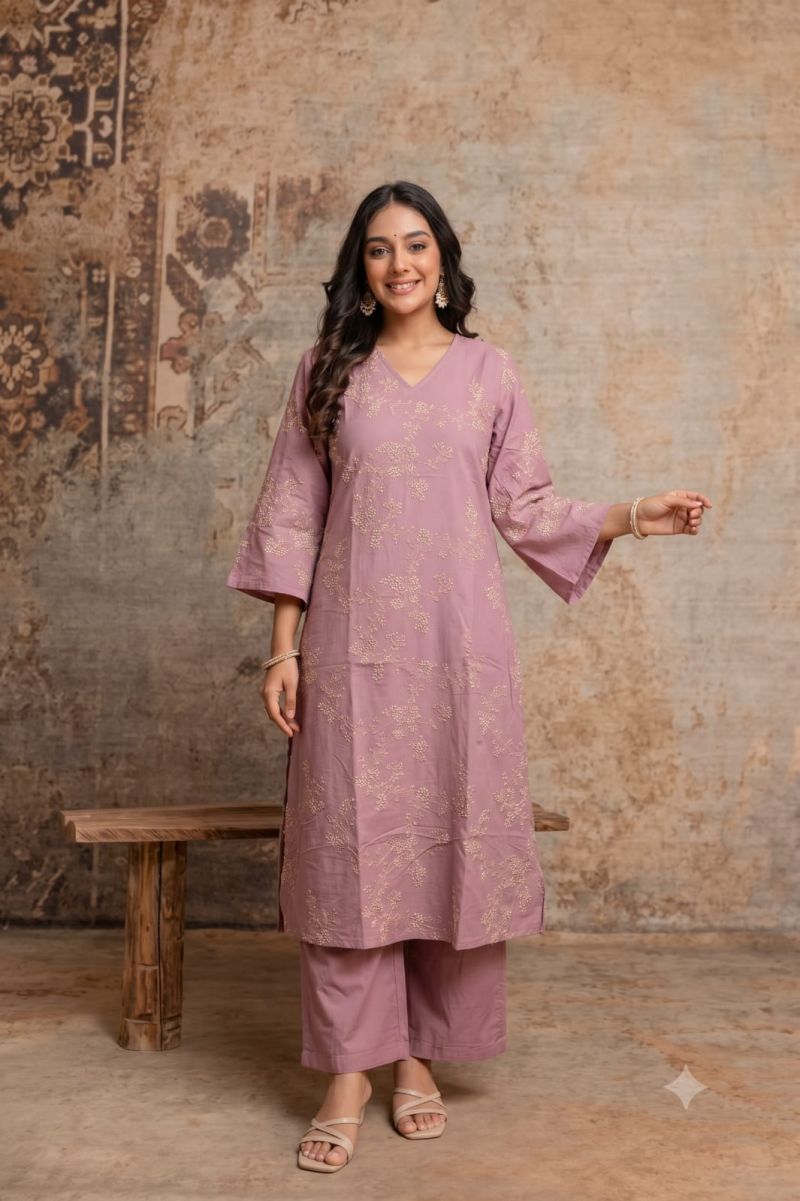 Naisha K 1400 Wholesale Mul Cotton Embroidered Kurti With Bottom Dupatta Catalog — Wholesale Kurtis, Vardan Ethnic wholesale from Surat — Photo 3
