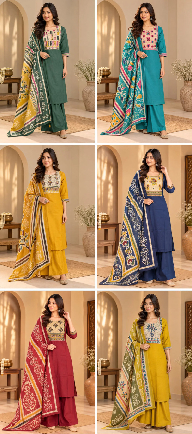 Naisha K 1411 Dhabu Cotton Printed Fancy Kurti With Bottom Dupatta Catalog — Wholesale Kurtis, Vardan Ethnic wholesale from Surat — view 13