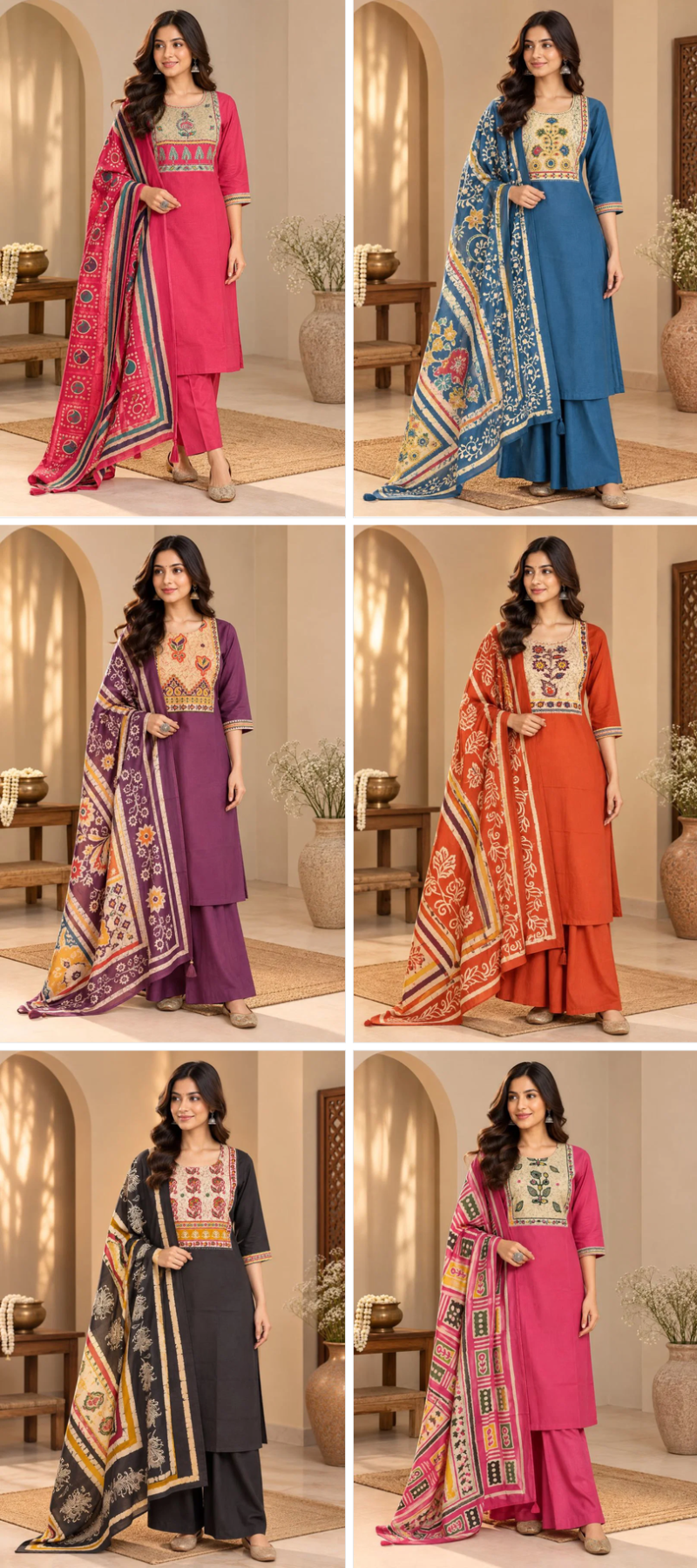 Naisha K 1411 Dhabu Cotton Printed Fancy Kurti With Bottom Dupatta Catalog — Wholesale Kurtis, Vardan Ethnic wholesale from Surat — view 14