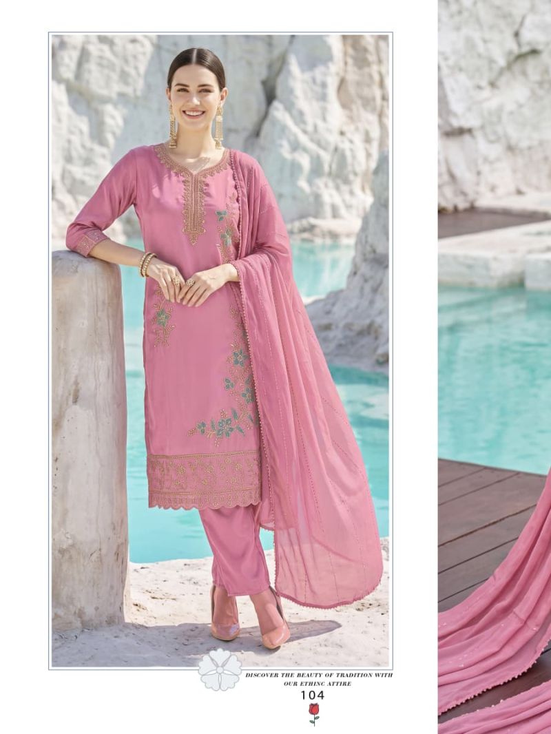 Ossm Gulnaaz Vol 1 Viscose Roman Glass Embroidered Kurti With Bottom Dupatta Catalog — Wholesale Kurtis, Ossm wholesale from Surat — Photo 6