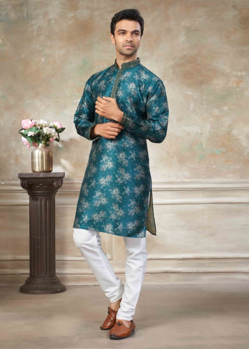 Outluk Wedding 41 Silk Digital Print With Pintex Work Kurta And Pajama Catalog — Men's Wear, Outluk wholesale from Surat — Photo 2