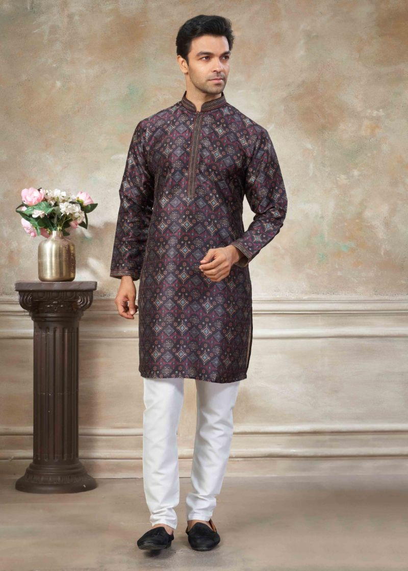 Outluk Wedding 41 Silk Digital Print With Pintex Work Kurta And Pajama Catalog — Men's Wear, Outluk wholesale from Surat — Photo 7