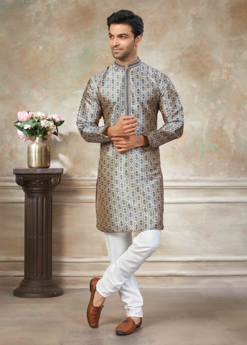 Outluk Wedding 41 Silk Digital Print With Pintex Work Kurta And Pajama Catalog — Men's Wear, Outluk wholesale from Surat — Photo 5