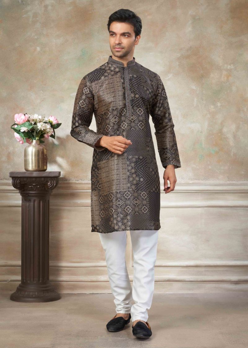 Outluk Wedding 41 Silk Digital Print With Pintex Work Kurta And Pajama Catalog — Men's Wear, Outluk wholesale from Surat — Photo 4