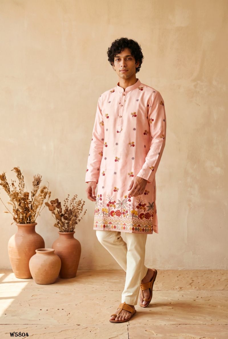 Outluk Wedding 58 Silk Embroidery Designer Kurta With Bottom Collection — Men's Wear, Outluk wholesale from Surat — Photo 3
