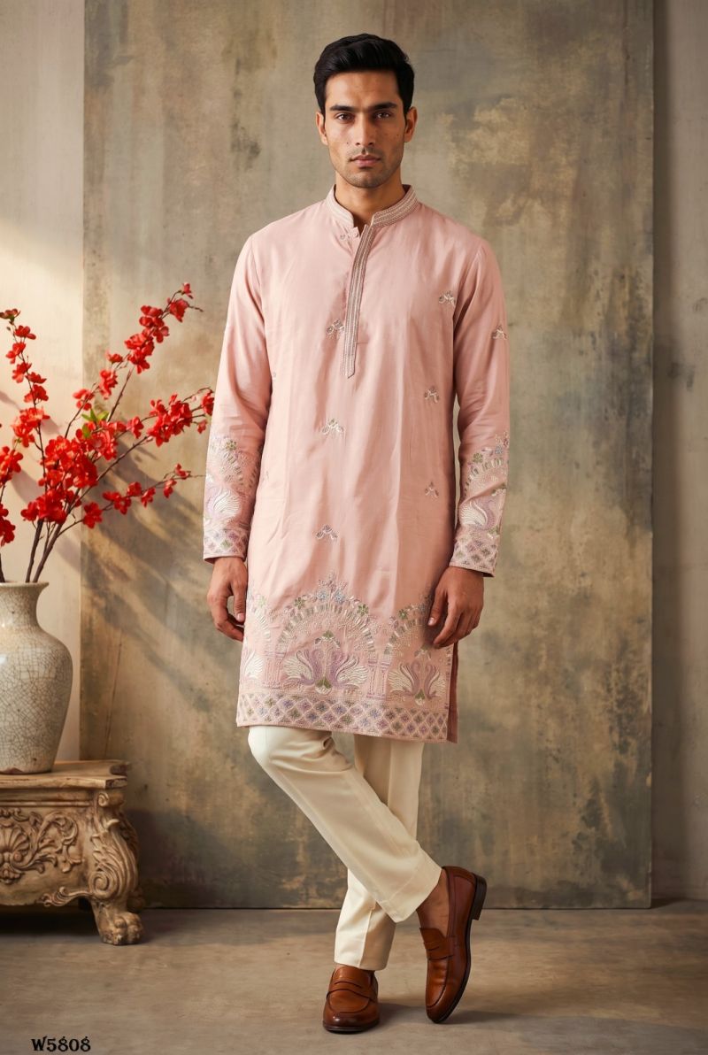 Outluk Wedding 58 Silk Embroidery Designer Kurta With Bottom Collection — Men's Wear, Outluk wholesale from Surat — Photo 15