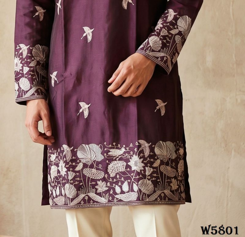 Outluk Wedding 58 Silk Embroidery Designer Kurta With Bottom Collection — Men's Wear, Outluk wholesale from Surat — Photo 13