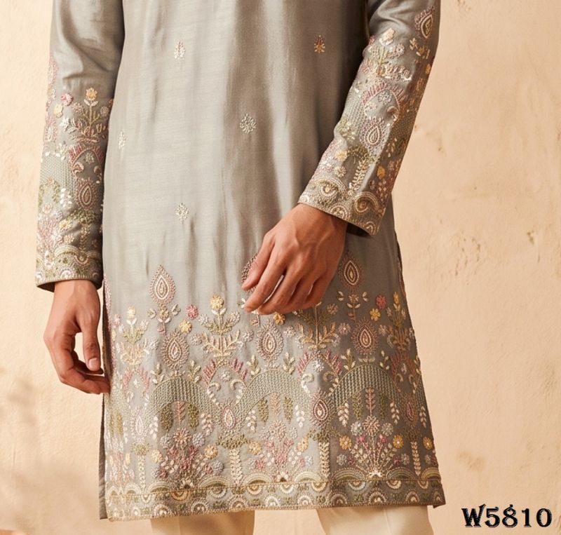 Outluk Wedding 58 Silk Embroidery Designer Kurta With Bottom Collection — Men's Wear, Outluk wholesale from Surat — Photo 12