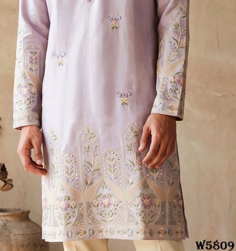 Outluk Wedding 58 Silk Embroidery Designer Kurta With Bottom Collection — Men's Wear, Outluk wholesale from Surat — Photo 11