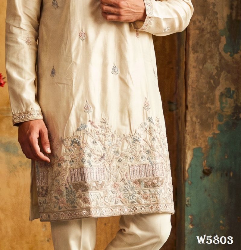 Outluk Wedding 58 Silk Embroidery Designer Kurta With Bottom Collection — Men's Wear, Outluk wholesale from Surat — Photo 9