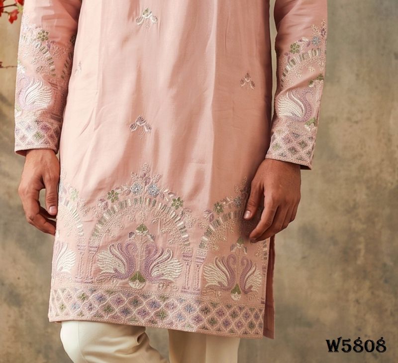 Outluk Wedding 58 Silk Embroidery Designer Kurta With Bottom Collection — Men's Wear, Outluk wholesale from Surat — Photo 8