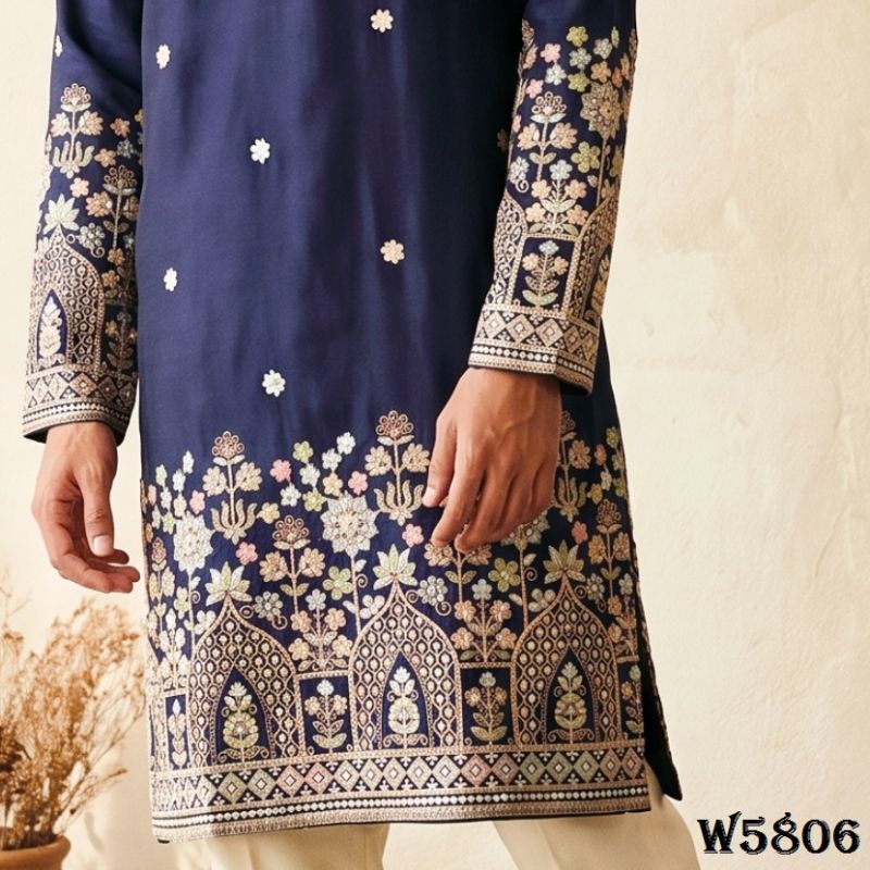 Outluk Wedding 58 Silk Embroidery Designer Kurta With Bottom Collection — Men's Wear, Outluk wholesale from Surat — Photo 6