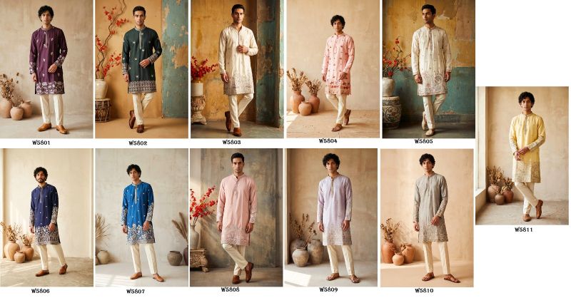 Outluk Wedding 58 Silk Embroidery Designer Kurta With Bottom Collection — Men's Wear, Outluk wholesale from Surat — Photo 24