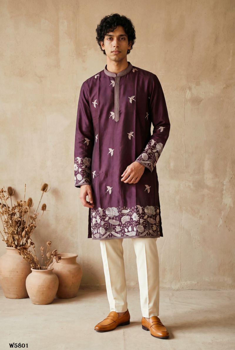 Outluk Wedding 58 Silk Embroidery Designer Kurta With Bottom Collection