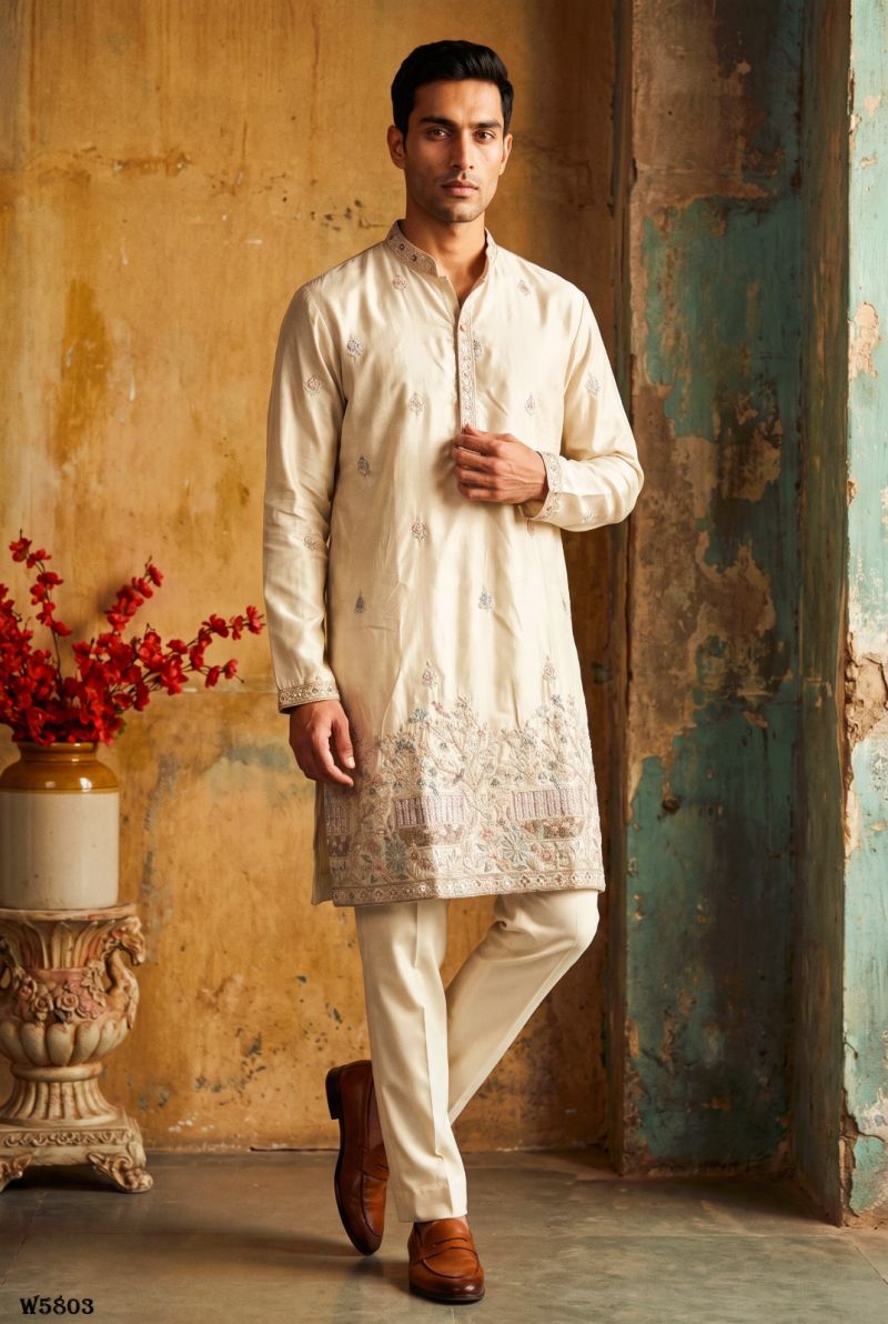 Outluk Wedding 58 Silk Embroidery Designer Kurta With Bottom Collection — Men's Wear, Outluk wholesale from Surat — Photo 21