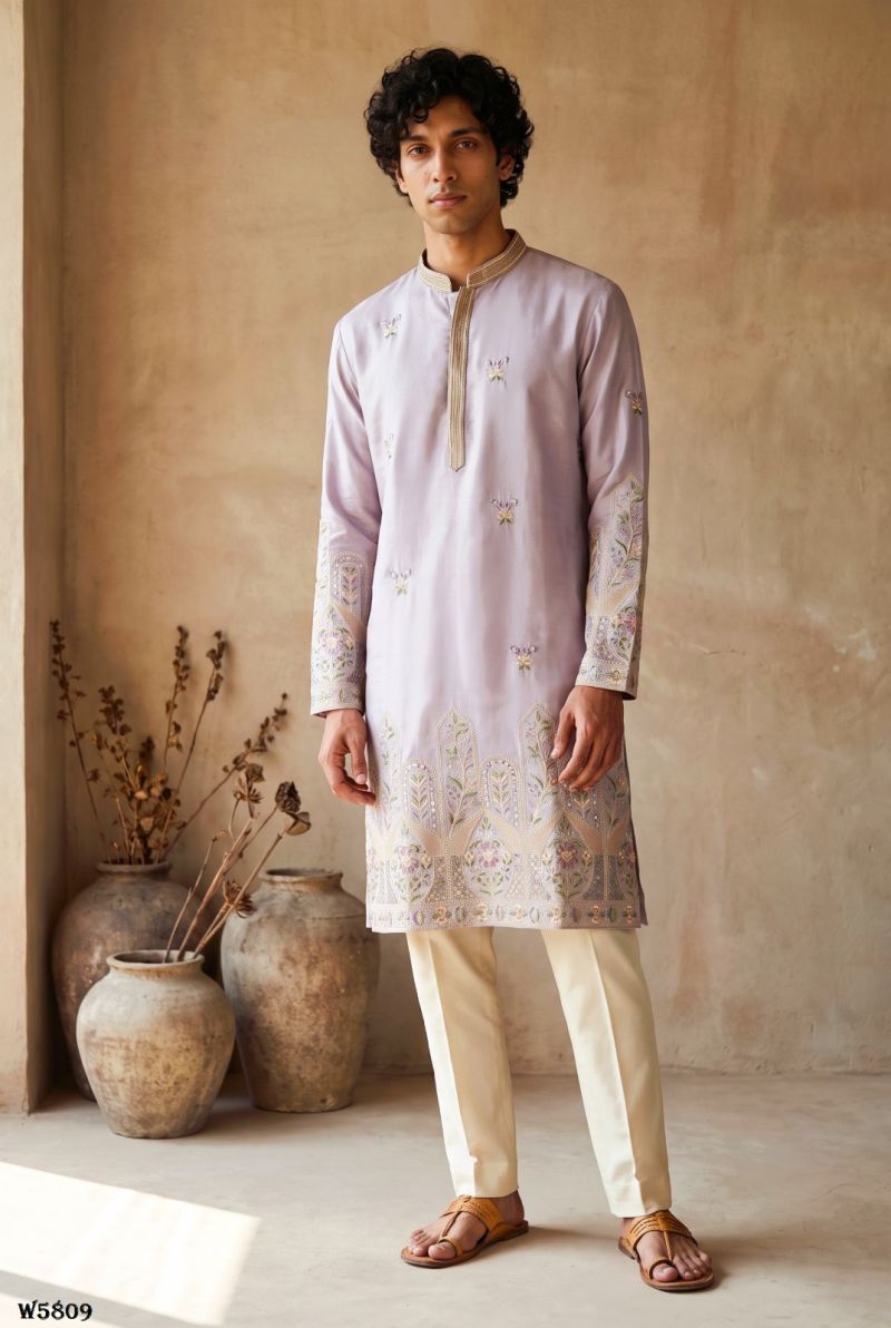 Outluk Wedding 58 Silk Embroidery Designer Kurta With Bottom Collection — Men's Wear, Outluk wholesale from Surat — Photo 20