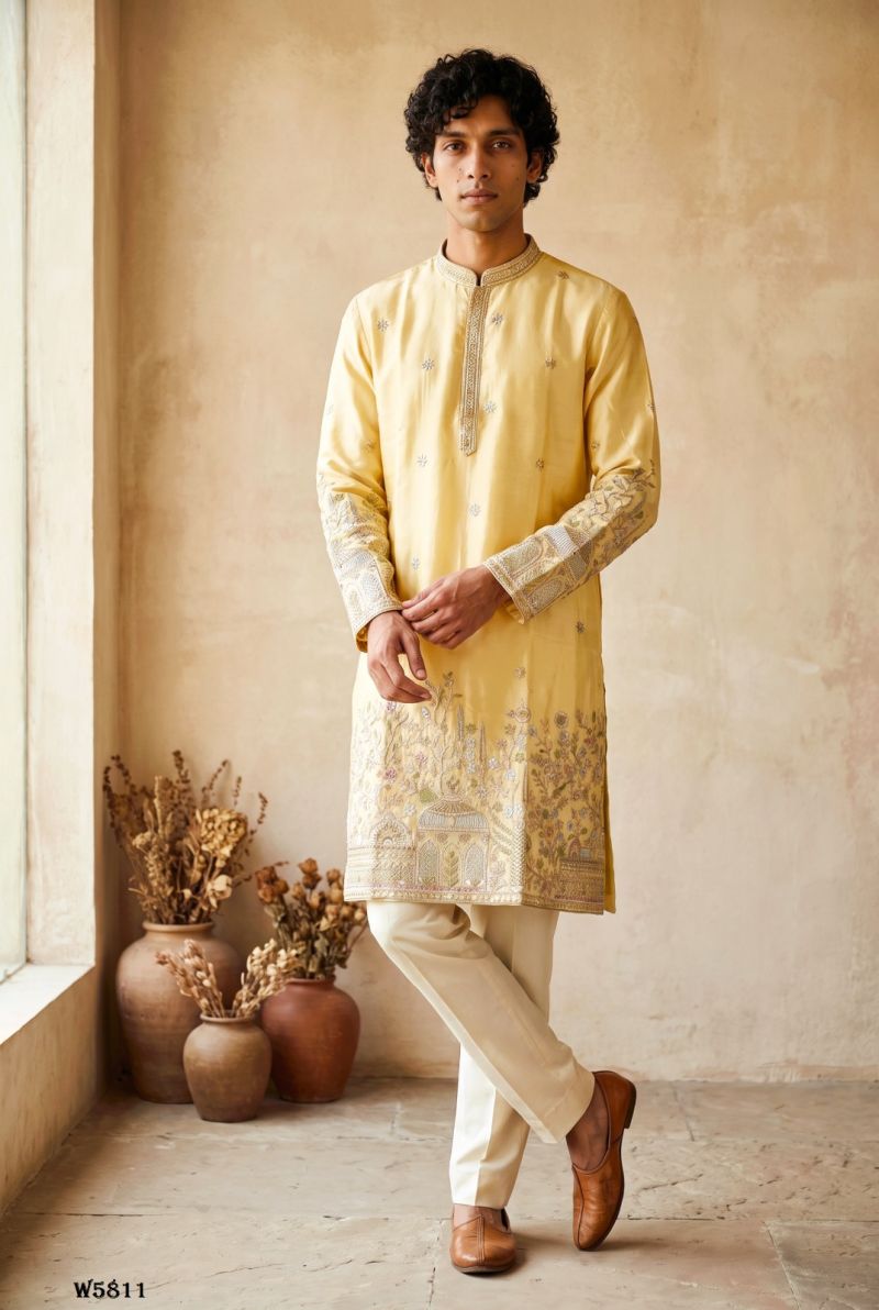 Outluk Wedding 58 Silk Embroidery Designer Kurta With Bottom Collection — Men's Wear, Outluk wholesale from Surat — Photo 19