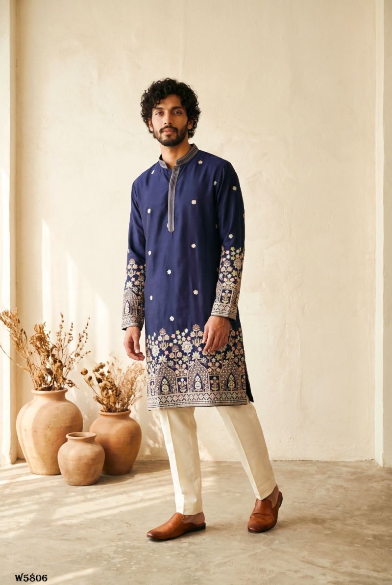 Outluk Wedding 58 Silk Embroidery Designer Kurta With Bottom Collection — Men's Wear, Outluk wholesale from Surat — Photo 17